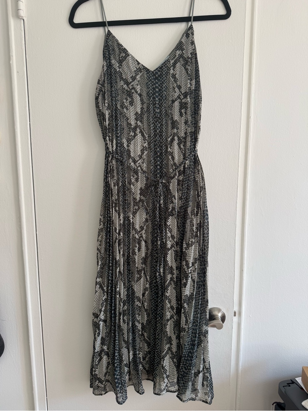 She + Sky Snake Print Spaghetti Strap Maxi Dress - Black & Gray